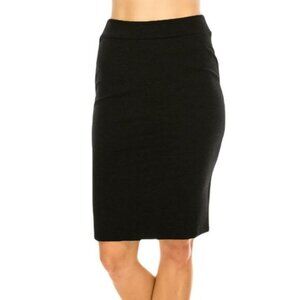 J.Crew Womens Black Pencil Skirt With Elastic Waist & Back‎ Slit - Size 4